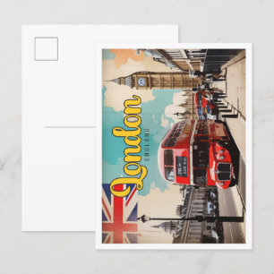 Londen Engeland Pop Art Travel Illustration Briefkaart