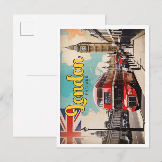Londen Engeland Pop Art Travel Illustration Briefkaart (Voorkant / Achterkant)