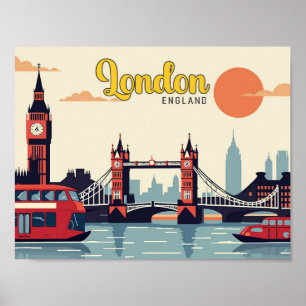 Londen Engeland Pop Art Travel Illustration Poster