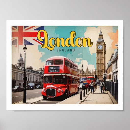 Londen Engeland Pop Art Travel Illustration Poster (Voorkant)