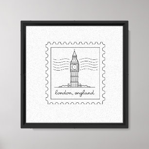 Londen Engeland Postzegel Kunst – Minimalistische Canvas Afdruk