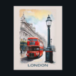 Londen Engeland Red Bus Travel Briefkaart<br><div class="desc">Iedereen zou graag dit  Britse reisbus ontvangen met een retro briefkaart van een iconische rode dubbeldeksbus in Londen,  Engeland!</div>