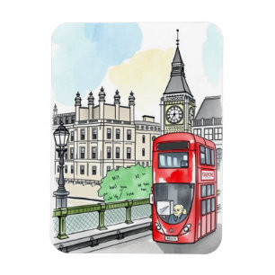 Londen Engeland Red Bus Vintage Travel Magneet
