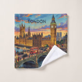 Londen Engeland Reis Kunst Vintage Bad Handdoek (Wasdoekje)