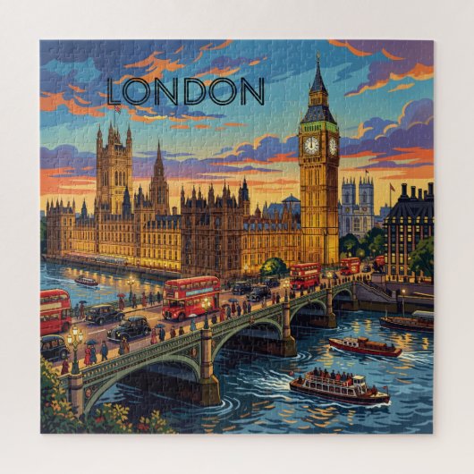 Londen Engeland Reis Kunst Vintage Legpuzzel (Verticaal)