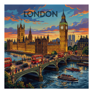 Londen Engeland Reis Kunst Vintage Perfect Poster
