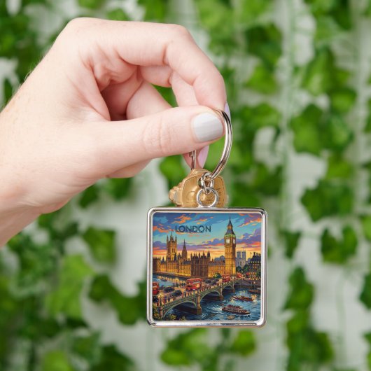 Londen Engeland Reis Kunst Vintage Sleutelhanger (Hand)