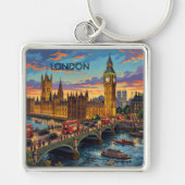 Londen Engeland Reis Kunst Vintage Sleutelhanger (Voorkant)