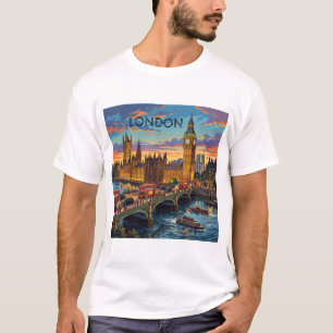 Londen Engeland Reis Kunst Vintage T-shirt