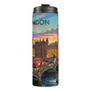 Londen Engeland Reis Kunst Vintage Thermosbeker