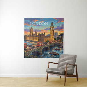 Londen Engeland Reis Kunst Vintage Wandkleed