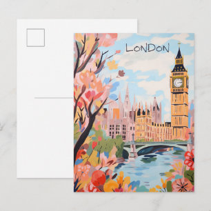 Londen Engeland Reis Stad Schilderen Esthetisch Briefkaart