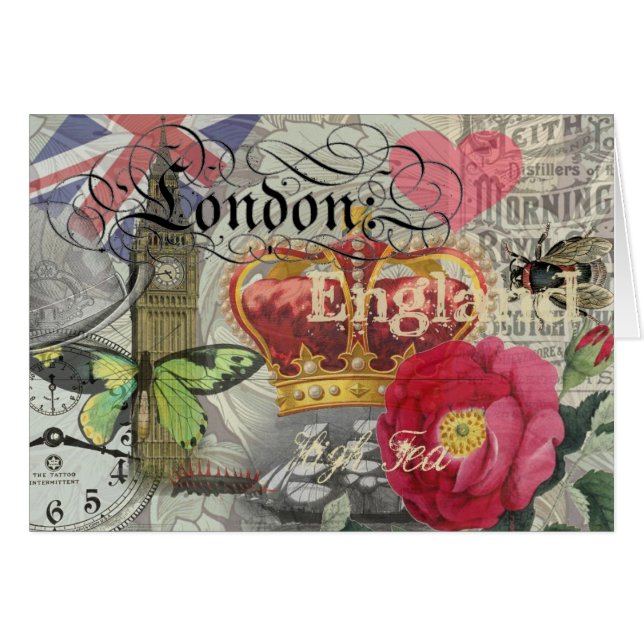 Londen Engeland Reizen Vintage Europa Kunst (Voorkant Horizontaal)