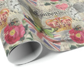 Londen Engeland Reizen Vintage Europa Kunst Cadeaupapier (Rol Hoek)