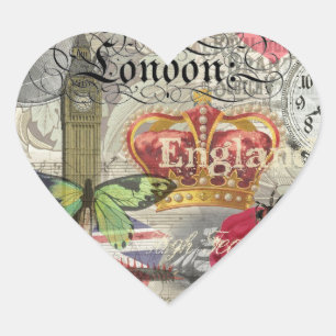 Londen Engeland Reizen Vintage Europa Kunst Hart Sticker
