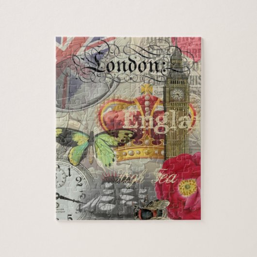 Londen Engeland Reizen Vintage Europa Kunst Legpuzzel (Verticaal)