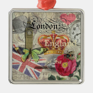 Londen Engeland Reizen Vintage Europa Kunst Metalen Ornament