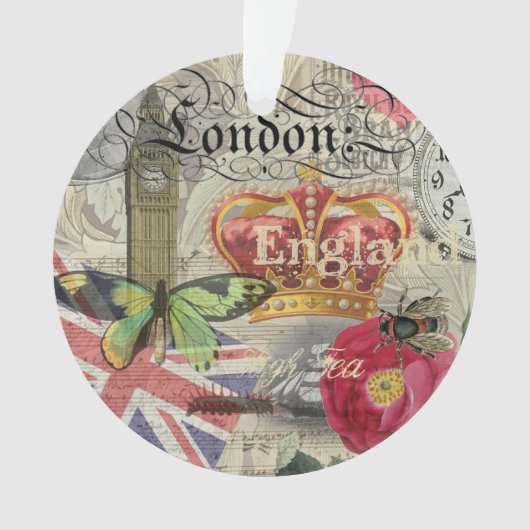 Londen Engeland Reizen Vintage Europa Kunst Ornament (voorkant)