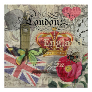 Londen Engeland Reizen Vintage Europa Kunst Perfect Poster