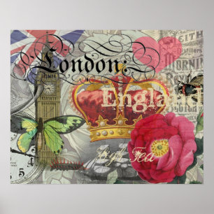 Londen Engeland Reizen Vintage Europa Kunst Poster