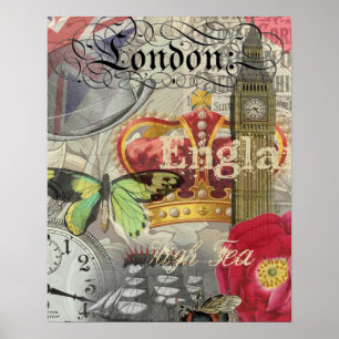 Londen Engeland Reizen Vintage Europa Kunst Poster
