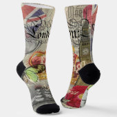 Londen Engeland Reizen Vintage Europa Kunst Sokken (Gebogen)