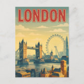Londen, Engeland  retro briefkaart (Voorkant)