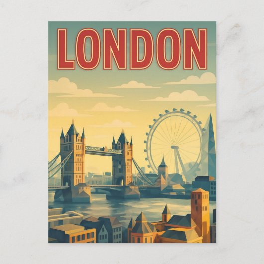 Londen, Engeland  retro briefkaart (Voorkant)