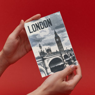 Londen Engeland retro Europa Reizen Kunst Briefkaart