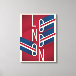 Londen, Engeland   Retro geïllustreerde Typografi Canvas Afdruk