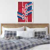Londen, Engeland | Retro geïllustreerde Typografie Canvas Afdruk (Insitu (Slaapkamer))