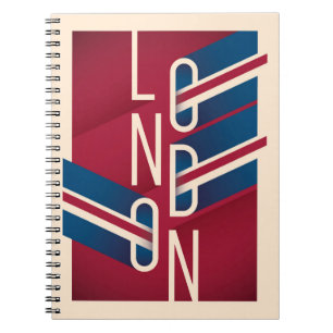 Londen, Engeland   Retro geïllustreerde Typografie Notitieboek