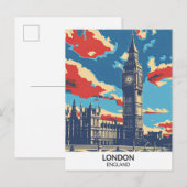 Londen Engeland Retro Kunstwerk Reizen Briefkaart (Voorkant / Achterkant)