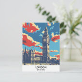 Londen Engeland Retro Kunstwerk Reizen Briefkaart (Staand voorkant)
