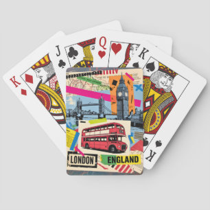 Londen Engeland Retro Pop Art Oude Bus Reizen Pokerkaarten