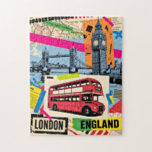 Londen Engeland Retro Pop Art Vintage Bus Reizen