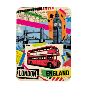 Londen Engeland Retro Pop Art Vintage Bus Reizen Magneet