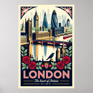 Londen Engeland Retro Reisposter Kunst Poster