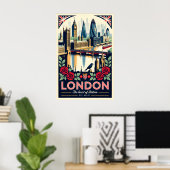 Londen Engeland Retro Reisposter Kunst Poster (Thuiskantoor)