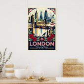 Londen Engeland Retro Reisposter Kunst Poster (Keuken)