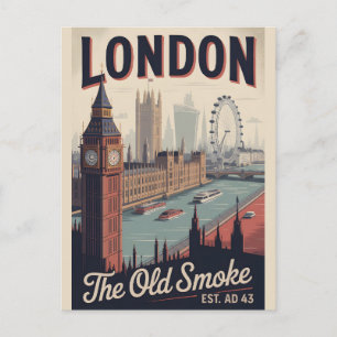 Londen Engeland Retro Silhouette Stadsgezicht Reiz Briefkaart