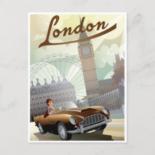 Londen Engeland Retro Travel Art  welkom Briefkaart