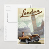 Londen Engeland Retro Travel Art  welkom Briefkaart (Voorkant / Achterkant)