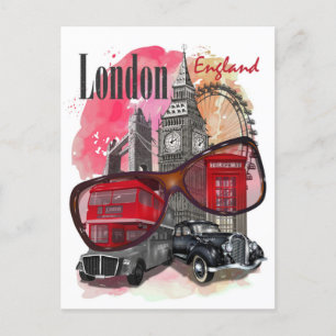 Londen Engeland Retro Travel Art  welkom Briefkaart