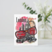 Londen Engeland Retro Travel Art  welkom Briefkaart (Staand voorkant)
