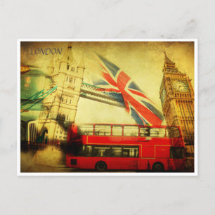 Londen Engeland Retro Travel Art  welkom Briefkaart