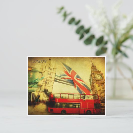 Londen Engeland Retro Travel Art  welkom Briefkaart (Staand voorkant)