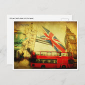 Londen Engeland Retro Travel Art  welkom Briefkaart (Voorkant / Achterkant)