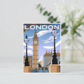 Londen Engeland Retro Travel Art  welkom Briefkaart (Staand voorkant)