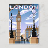 Londen Engeland Retro Travel Art  welkom Briefkaart (Voorkant)